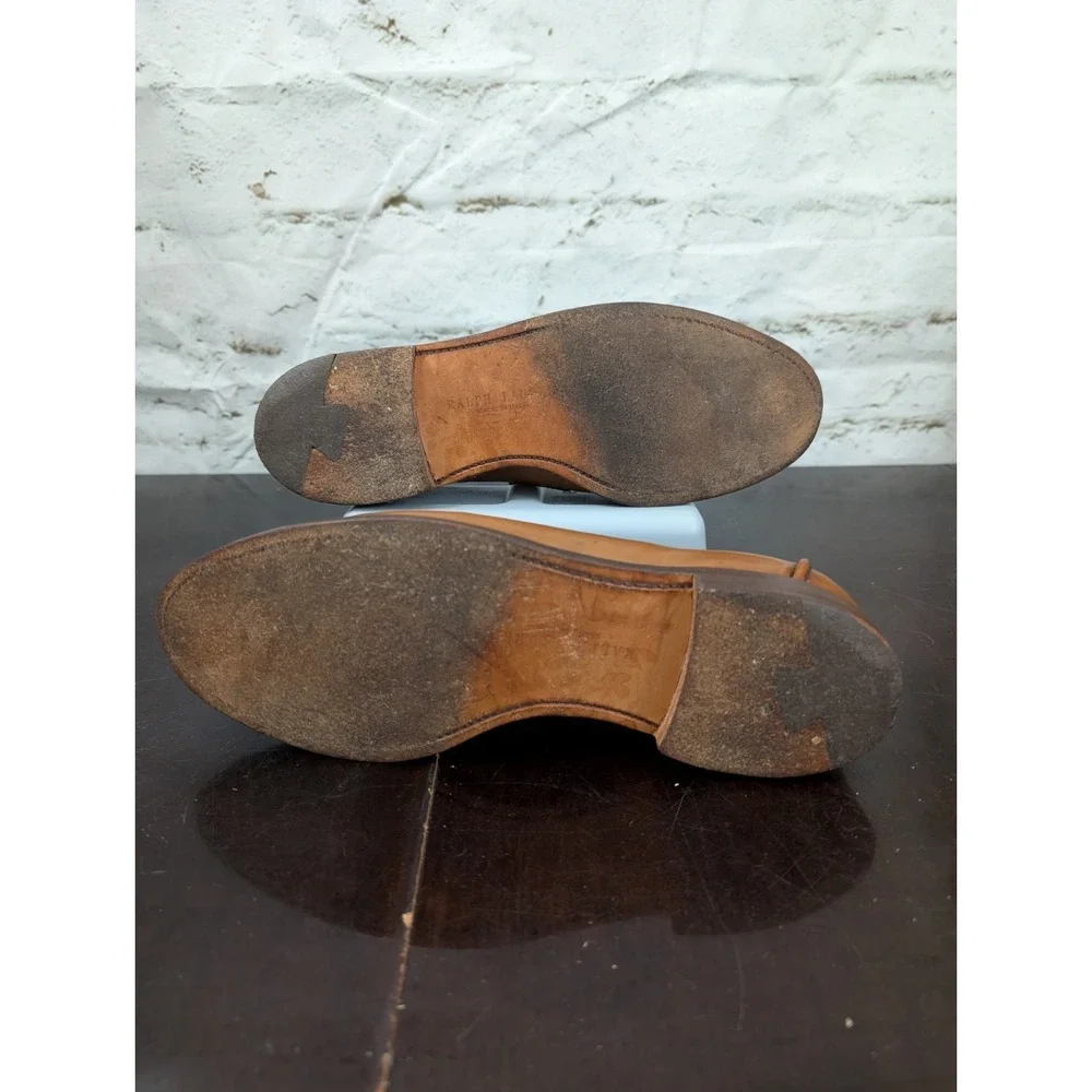 VTG 80s 90s Ralph Lauren Singleton Penny Loafers Mens 10.5D USA Calf Leather